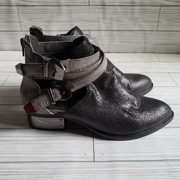 Vintage by Jeffrey Campbell Everly Metallic Ankle Boots - Picture 2 of 7